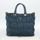 PRADA Gathered Hand Bag Nylon 2way Green Gold Auth 186425V-12