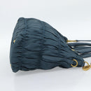 PRADA Gathered Hand Bag Nylon 2way Green Gold Auth 186425V-4