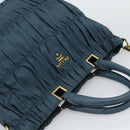 PRADA Gathered Hand Bag Nylon 2way Green Gold Auth 186425V-6