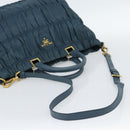 PRADA Gathered Hand Bag Nylon 2way Green Gold Auth 186425V-8