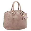 PRADA Hand Bag Vittero Dino Leather Pink Gold Silver Auth 186426V-1