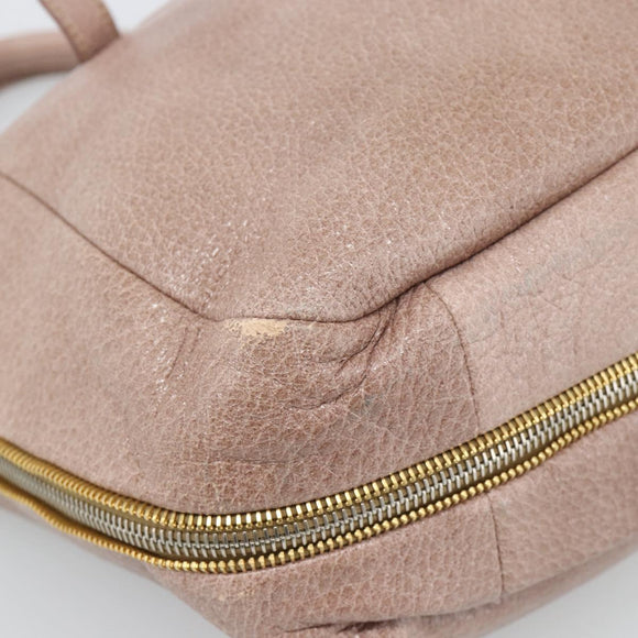 PRADA Hand Bag Vittero Dino Leather Pink Gold Silver Auth 186426V