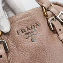PRADA Hand Bag Vittero Dino Leather Pink Gold Silver Auth 186426V-18
