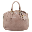 PRADA Hand Bag Vittero Dino Leather Pink Gold Silver Auth 186426V-13