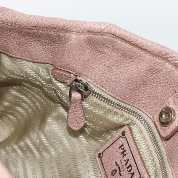 PRADA Hand Bag Vittero Dino Leather Pink Gold Silver Auth 186426V