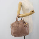 PRADA Hand Bag Vittero Dino Leather Pink Gold Silver Auth 186426V-24