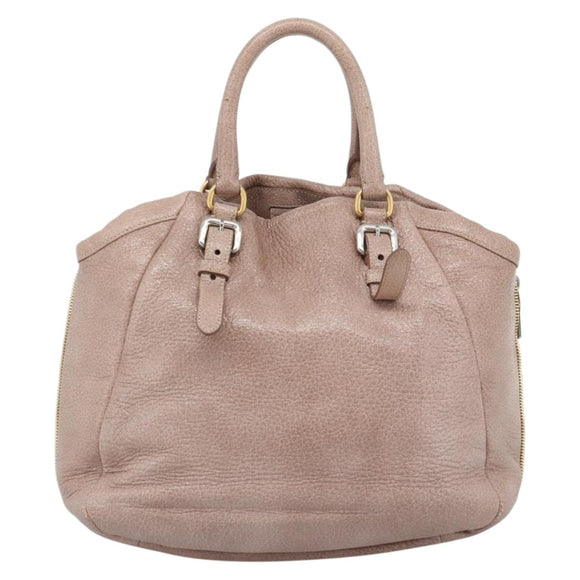 PRADA Hand Bag Vittero Dino Leather Pink Gold Silver Auth 186426V