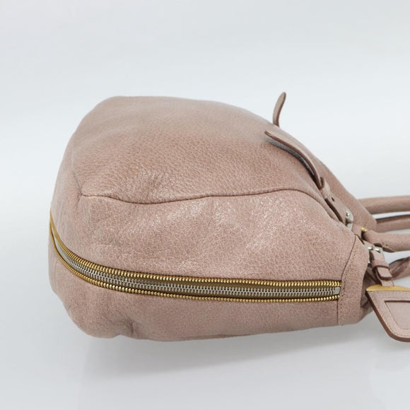 PRADA Hand Bag Vittero Dino Leather Pink Gold Silver Auth 186426V