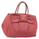 PRADA Ribbon Hand Bag Nylon Pink Gold Auth 186427-1