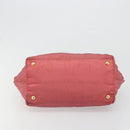 PRADA Ribbon Hand Bag Nylon Pink Gold Auth 186427-5