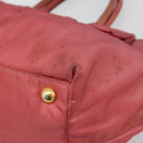 PRADA Ribbon Hand Bag Nylon Pink Gold Auth 186427-10