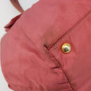 PRADA Ribbon Hand Bag Nylon Pink Gold Auth 186427-14