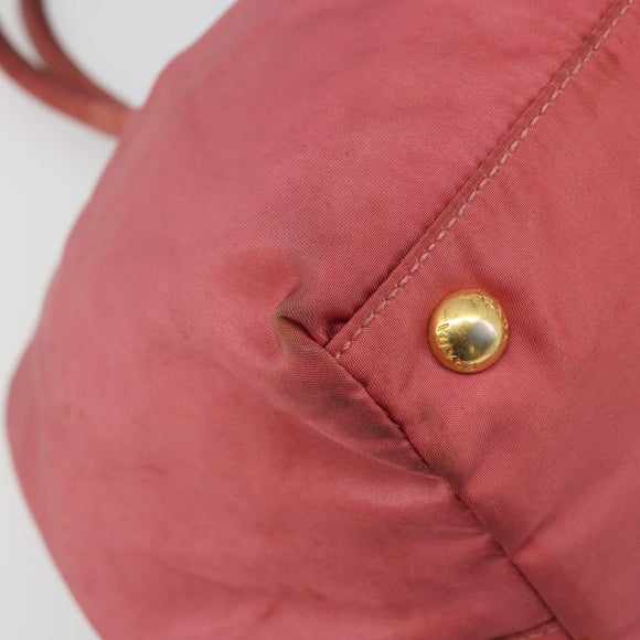 PRADA Ribbon Hand Bag Nylon Pink Gold Auth 186427
