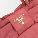 PRADA Ribbon Hand Bag Nylon Pink Gold Auth 186427-17