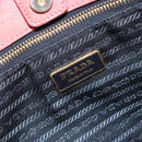 PRADA Ribbon Hand Bag Nylon Pink Gold Auth 186427-18
