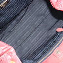 PRADA Ribbon Hand Bag Nylon Pink Gold Auth 186427-11
