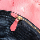 PRADA Ribbon Hand Bag Nylon Pink Gold Auth 186427-21