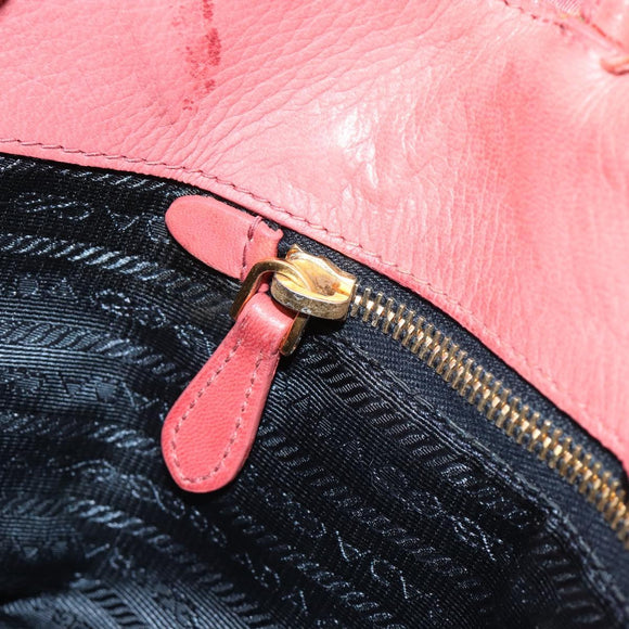 PRADA Ribbon Hand Bag Nylon Pink Gold Auth 186427