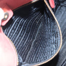 PRADA Ribbon Hand Bag Nylon Pink Gold Auth 186427-22