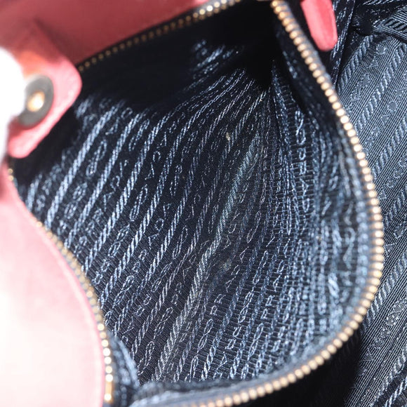 PRADA Ribbon Hand Bag Nylon Pink Gold Auth 186427