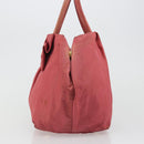 PRADA Ribbon Hand Bag Nylon Pink Gold Auth 186427-3