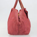 PRADA Ribbon Hand Bag Nylon Pink Gold Auth 186427-4