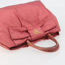 PRADA Ribbon Hand Bag Nylon Pink Gold Auth 186427-6