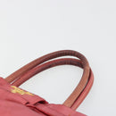 PRADA Ribbon Hand Bag Nylon Pink Gold Auth 186427-8