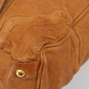 PRADA Shoulder Bag Leather 2way Brown Gold Auth 186428V-8