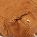 PRADA Shoulder Bag Leather 2way Brown Gold Auth 186428V-15