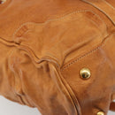 PRADA Shoulder Bag Leather 2way Brown Gold Auth 186428V-17