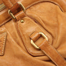 PRADA Shoulder Bag Leather 2way Brown Gold Auth 186428V-9