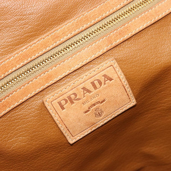 PRADA Shoulder Bag Leather 2way Brown Gold Auth 186428V