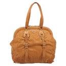 PRADA Shoulder Bag Leather 2way Brown Gold Auth 186428V-13