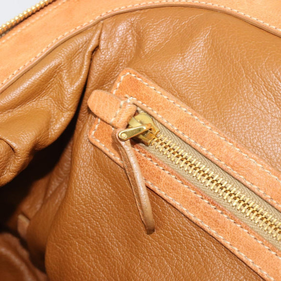 PRADA Shoulder Bag Leather 2way Brown Gold Auth 186428V