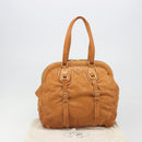 PRADA Shoulder Bag Leather 2way Brown Gold Auth 186428V-12