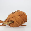 PRADA Shoulder Bag Leather 2way Brown Gold Auth 186428V-4