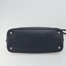 PRADA Hand Bag Safiano Leather 2way Navy Silver Auth 186429A-11