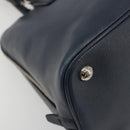 PRADA Hand Bag Safiano Leather 2way Navy Silver Auth 186429A-13