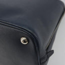 PRADA Hand Bag Safiano Leather 2way Navy Silver Auth 186429A-14