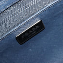 PRADA Hand Bag Safiano Leather 2way Navy Silver Auth 186429A-19