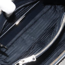 PRADA Hand Bag Safiano Leather 2way Navy Silver Auth 186429A-20