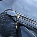 PRADA Hand Bag Safiano Leather 2way Navy Silver Auth 186429A-23