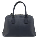 PRADA Hand Bag Safiano Leather 2way Navy Silver Auth 186429A-3