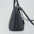 PRADA Hand Bag Safiano Leather 2way Navy Silver Auth 186429A-5