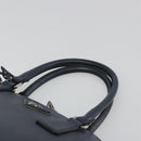 PRADA Hand Bag Safiano Leather 2way Navy Silver Auth 186429A-8