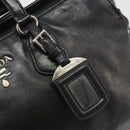 PRADA Hand Bag Leather Black Silver Auth 186430A-15