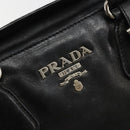 PRADA Hand Bag Leather Black Silver Auth 186430A-16