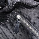 PRADA Hand Bag Leather Black Silver Auth 186430A-22