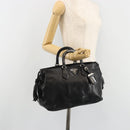 PRADA Hand Bag Leather Black Silver Auth 186430A-27